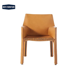 Muebles de restaurante de diseño italiano moderno Borgoña Café Restaurante Sillín Reposabrazos de cuero Sillas de comedor <span class=keywords><strong>vintage</strong></span> - Product Image 2