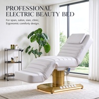 Table de massage électrique de luxe à 3 moteurs, réglable et inclinable, avec chauffage, base dorée, en cuir PU, pour clinique de tatouage et spa