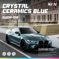 Film de protection de carrosserie automobile en vinyle monochrome PET haute élasticité 1,52*17m CrystalCeramicsBlue, PVC, faible viscosité, importé