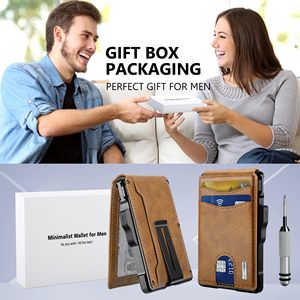 Người đàn ông của ví RFID PU Da Bifold Ví lớn chủ thẻ kinh doanh với logo vật liệu kim loại Pop Up Ví - Product Image 6