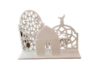 White Acrylic Mosque Design Centrepiece Three-Piece Set Islamic Decor - Product Image 2