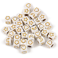 Perles carrées en acrylique, pièces, 6mm, motif fleur, étoile, lune, cœur, pour Bracelets et bijoux, vente en gros