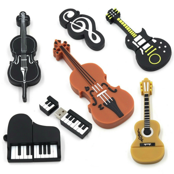 Pendrive 4GB 16GB 32GB 64GB Violin/Piano/Guitar with USB 2.0 Interface PVC Musical Instruments Model USB Flash Drive