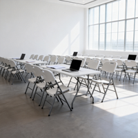 Table pliante en plastique de 6 pieds, moulée par soufflage en HDPE, avec pieds en acier, directement de l'usine, pour hôtel et salle de banquet