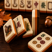 Mahjong Akrilik Kustom Tema Thanksgiving 160 Ubin Desain Panen Musim Gugur yang Dapat Disesuaikan untuk Malam Permainan Keluarga dan Hadiah Liburan