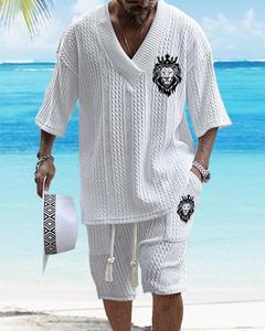 Mode Graffiti Couleur Shorts Costume Court T-shirt Costume Hommes Plage Ensembles Vêtements D'été Ensembles Plus La Taille Ensembles Hommes T-shirt - Product Image 2