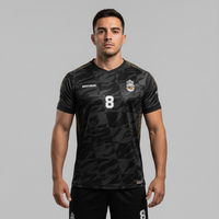 Jersey Sepak Bola Pola Sublimasi HOSTARON Klasik Retro Bergaris Logo Bordir Klub Pakaian Olahraga Kaos Jersey Sepak Bola Kustom