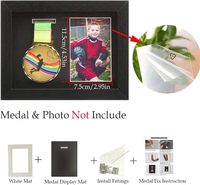 Marco de Exhibición para Medallas de Maratón, Marco de Fotos de Madera Sólida para Montar en la Pared, Marco para Medallas Deportivas