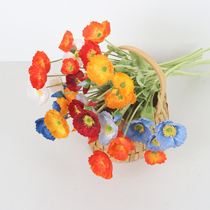 Fleurs de pavot artificielles, fleurs en soie de couleurs mélangées, décoration réaliste pour la maison, arrangement de mariage, bouquet en vase, 12 pièces - Product Image 3