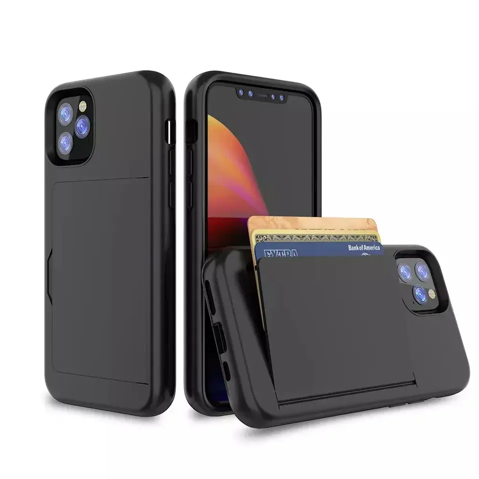 OEM Luxury 2in1 Phone Case With 3 Credit Card Slots Shockproof Protect Cover Wallet Holder For iPhone 15 14 13 12 11 Pro Max Plu