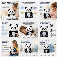 Peluche Panda Compagnon Confortable avec Cœur LED pour l'Apprentissage et la Relaxation