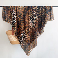 Nouveau Foulard Carré Imprimé Léopard 2026 pour Femme, Motif Animal, Bords Effilochés, Châle Chaud Automne Hiver, Écharpe de Luxe Tendance