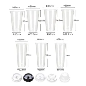 Plastic Biodegradable Cups OEM Custom Logo 100% Bio Compostable PLA Transparent Cups Smoothie Beer Wine Beverage Ice CE Cold Disposable Drink To Go Cup