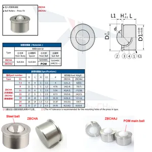 ZBCHAボールローラーリニアブッシングボールはボールノーズPOMローラーユニットを転送します