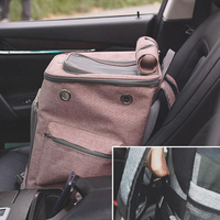 Sac à dos de transport pour animaux de compagnie de luxe, pliable, carré, avec fermeture éclair, en tissu Oxford imperméable, portable, respirant, robuste, pour chats et chiens, voyages et activités de plein air