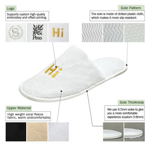 Индивидуальные гостиничные Тапочки с вышивкой одноразовые спа-Тапочки бархатные гостевые Тапочки - Product Image 2