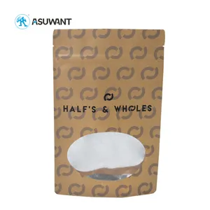 Bao Bì Tùy Chỉnh Màu Nâu Có Thể Giặt Được Zipper Thực Phẩm Nuts Bao Bì Kraft Paper Zipper Bag