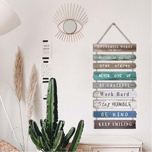 Décor d'art mural inspirant pour le bureau en bois rustique suspendu signe de décoration d'art mural motivationnel <span class=keywords><strong>citations</strong></span> positives inspirantes - Product Image 4