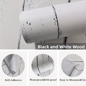 Papier peint autocollant en bois <span class=keywords><strong>noir</strong></span> <span class=keywords><strong>et</strong></span> <span class=keywords><strong>blanc</strong></span>, imperméable, adhésif en PVC, <span class=keywords><strong>pour</strong></span> la décoration du salon <span class=keywords><strong>et</strong></span> de la maison, vente chaude MOI - Product Image 2