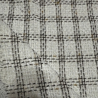 Tela Tweed a Cuadros Metálica Dorada de 310 g/m², 100% Poliéster, Teñida con Hilo, Tejido Transpirable, Chaqueta de Lujo para Mujer, Traje, Abrigo SDD-10325