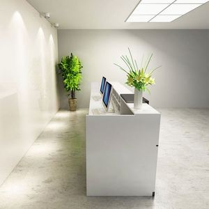 Mostrador de recepción blanco de lujo Mostrador de recepción Mostradores de recepción de salón de belleza de hotel de superficie sólida moderna - Product Image 6