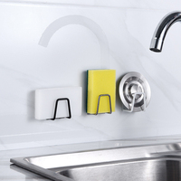 Porte-éponge de cuisine en acier inoxydable crochets muraux auto-adhésifs cintre accessoires organisateur de stockage pour évier de cuisine