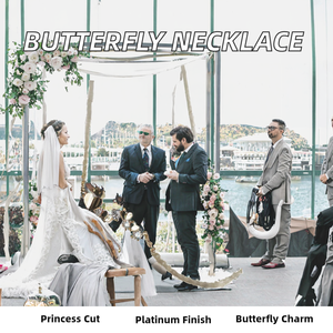 Collar de Plata de Ley 925 con Baño de Platino, Diseño de Mariposa y Serpiente con Circonita Cúbica, Estilo Princesa, para Mujer, Regalo, Oferta - Product Image 2