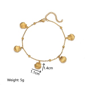 Bracelet <span class=keywords><strong>de</strong></span> <span class=keywords><strong>cheville</strong></span> d'été en acier inoxydable avec pendentif en <span class=keywords><strong>coquillage</strong></span> étoile <span class=keywords><strong>de</strong></span> mer dauphin plaqué or Chaîne <span class=keywords><strong>de</strong></span> <span class=keywords><strong>cheville</strong></span> tendance pour cadeaux - Product Image 3