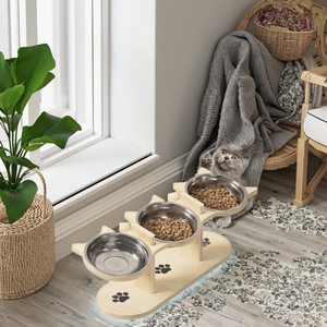 Adjustable 3-in-1 Wooden Pet Feeder <strong>Stand</strong> Slanted Cat <strong>Bowl</strong> <strong>Stand</strong> and Floor-standing <strong>Dog</strong> Dining Table Elevated Cat <strong>Bowl</strong> - Product Image 5