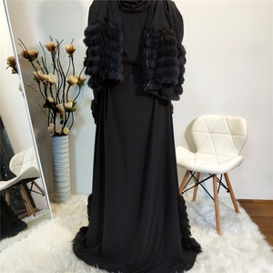 Abaya Chaomengfashion 2024 OEM ODM de haute qualité, ensemble de 2 pièces, abaya noire ouverte avec foulard - Product Image 6