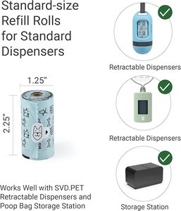 Sacs à déjections pour chats et chiens à base d'amidon de maïs avec poignée, sacs à déjections extra épais et anti-fuites pour chats et chiens, parfum lavande - Product Image 2