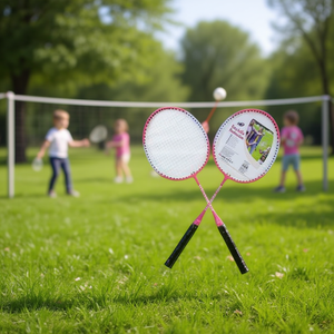 Raquettes de badminton légères en acier pour enfants Hb Sport, 58 cm, ensemble rose et bleu pour les jeux en plein air - Product Image 3