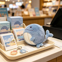 Porte-monnaie en peluche personnalisé en forme de baleine, petit portefeuille de rangement douillet pour les grossistes de souvenirs de marque