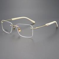 Nouveauté 2025 – Lunettes unisexe sans monture en titane pur et corne de buffle, design carré solide et durable, style élégant, best-seller