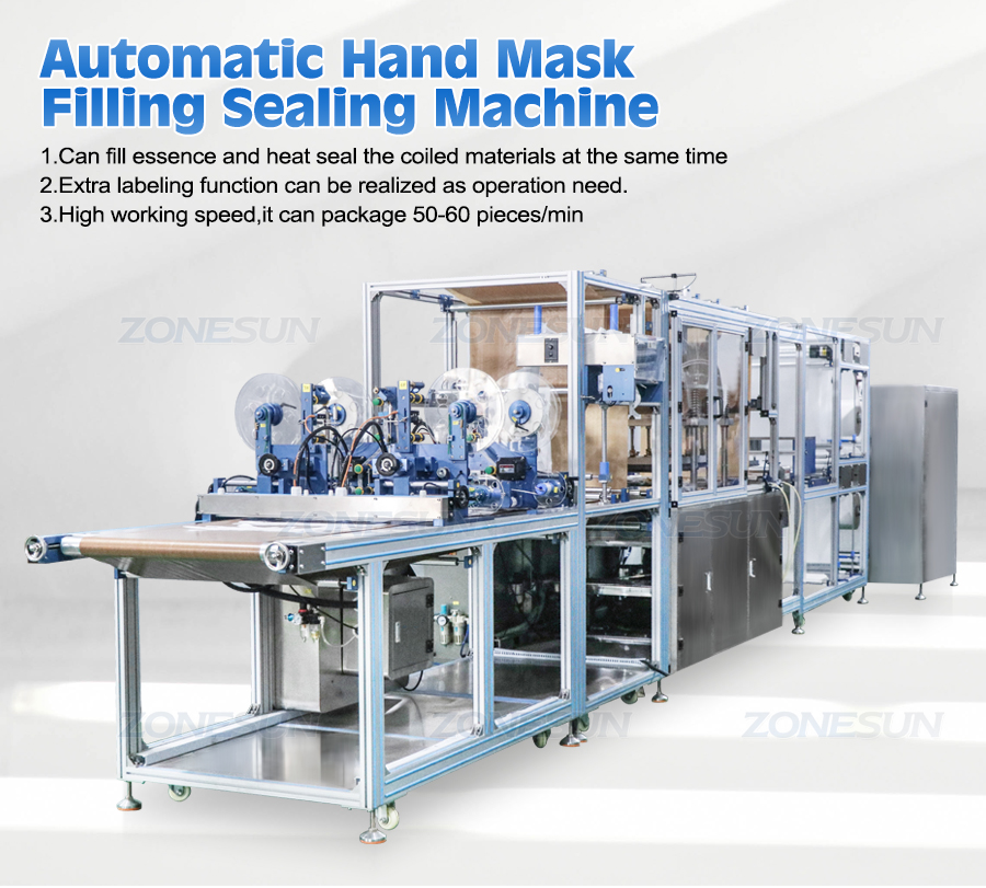 ZONESUN ZS-FHMS1GF Fully Automatic High Peed Hand And Foot Mask Filling Sealing Machine