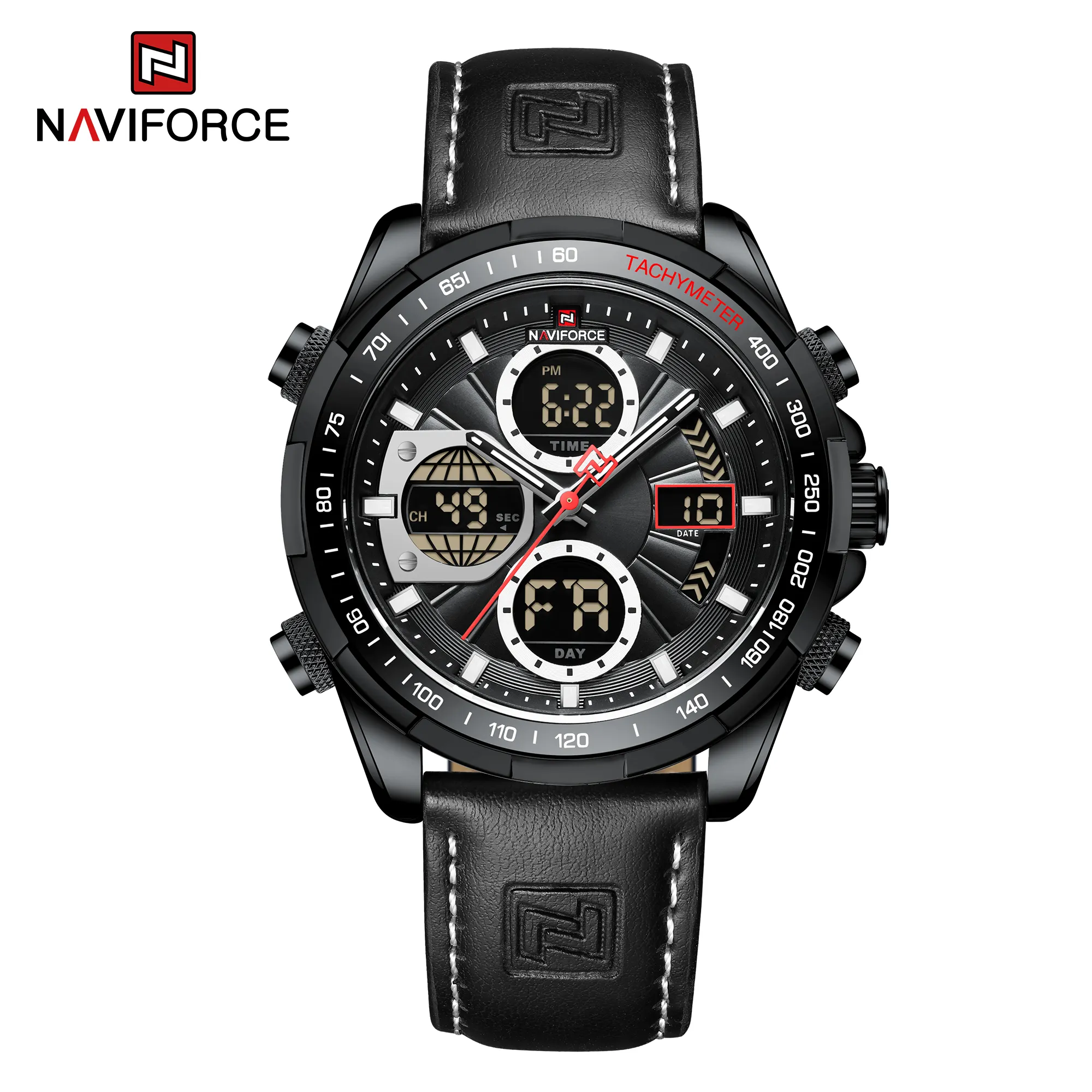 Uptodate User Naviforce 9197L BWB Double Movement Men Dual Display Watch Luxury Fashion Stainless Steel Wristwatch