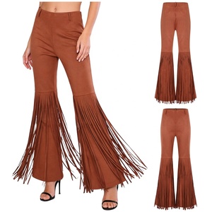 Pantalon à franges pour femme, style western, taille haute, coupe évasée, à pompons, bohème, pour festival, personnalisé - Product Image 2