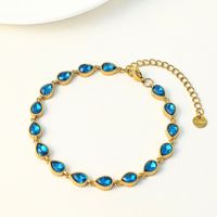 Bracelet en zircon coloré plaqué fer, best-seller européen et américain, pour femme - Luxe léger, ambiance haut de gamme - Coloré