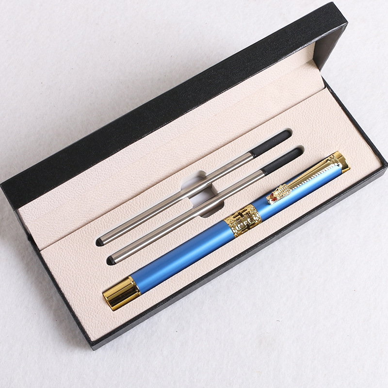 Caja de regalo + pluma de firma azul