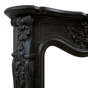 Chimenea Tradicional de Mármol con Tallado Ornamental, Piedra de Jade Negra Galala, Chimenea Interior de Leña para Comedor - Product Image 4