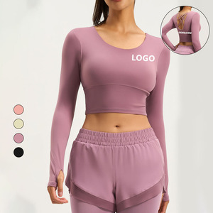 Camiseta Deportiva <span class=keywords><strong>de</strong></span> Manga Corta para Mujer, Corte Ajustado, <span class=keywords><strong>con</strong></span> Logotipo Frontal, para Yoga, Gimnasio y Entrenamiento - Product Image 1