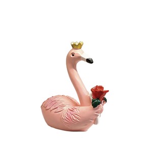Flamingo <b>Resin</b> Figurine With Crown And Rose Tabletop Decor Artistic Home Decoration - Product Image 2