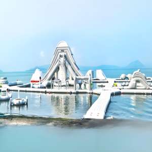 Taman Air Modular Tiup Kustom 2026 Sistem Pemasangan Cepat Anti Selip untuk Latihan Kebugaran Air dan Klub Pantai - Product Image 3