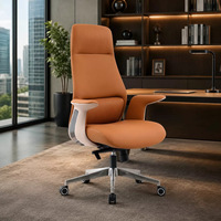 Chaise de bureau exécutive moderne et contemporaine en cuir PU, réglable en hauteur, pivotante, avec appui-tête réglable, pour bureau à domicile et atelier