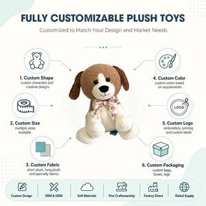Peluche chiot avec nœud rose, chien en peluche marron et blanc, adorable peluche avec ruban pour cadeau de fille, fabrication OEM personnalisée - Product Image 2