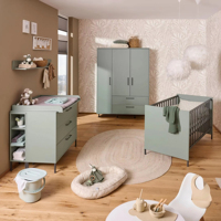Ensemble de chambre d'enfant moderne sur mesure certifié FSC avec lit king-size, rangement, table à langer et armoire, qualité d'usine