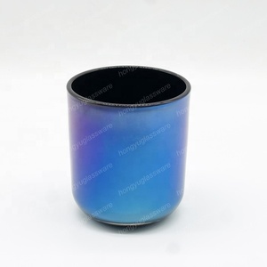 HONGYU Porte-bougies <span class=keywords><strong>en</strong></span> verre irisé noir Aura <span class=keywords><strong>de</strong></span> luxe 8 oz pour la décoration <span class=keywords><strong>de</strong></span> la maison et la fabrication <span class=keywords><strong>de</strong></span> bougies parfumées - Product Image 5