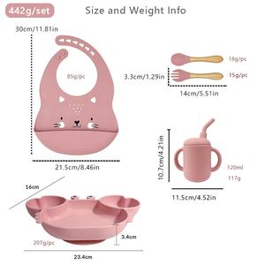 Novo design 5 peças de utensílios de mesa de silicone para bebês, prato de caranguejo não tóxico de qualidade alimentar, sem Bpa - Product Image 5