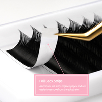 Extensions de cils en camélia noir naturel, courbure C/D 0.07, sans cruauté animale, faites à la main, longues, auto-éventailantes, pour salon de beauté