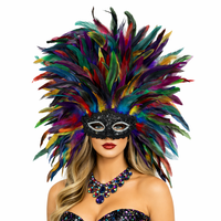 Ornement facial en plumes d'oie/coq, coque rigide, dentelle, pour danseuse de samba brésilienne, accessoire de scène, fournisseur